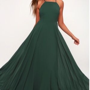 LuLu's Mythical Kind of Love Dark Green Maxi Dress